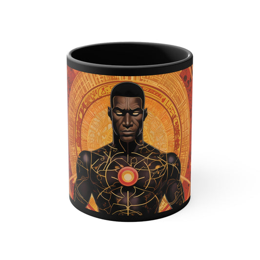 Afro-Futuristic Hero Solaris Accent Coffee Mug, 11oz - Afro-Manga