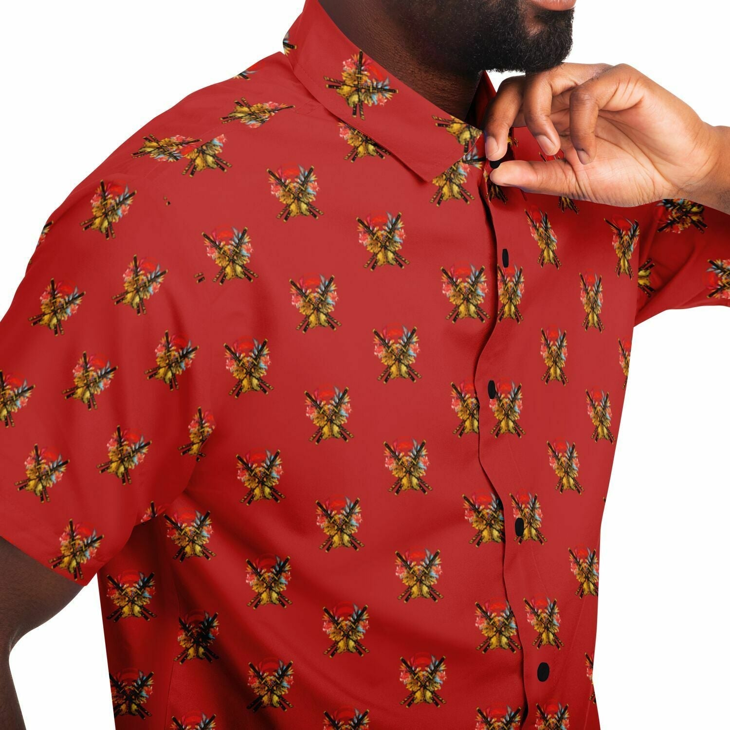 "Afro-Manga's Katana-Inspired Button Down Shirt" - Afro-Manga