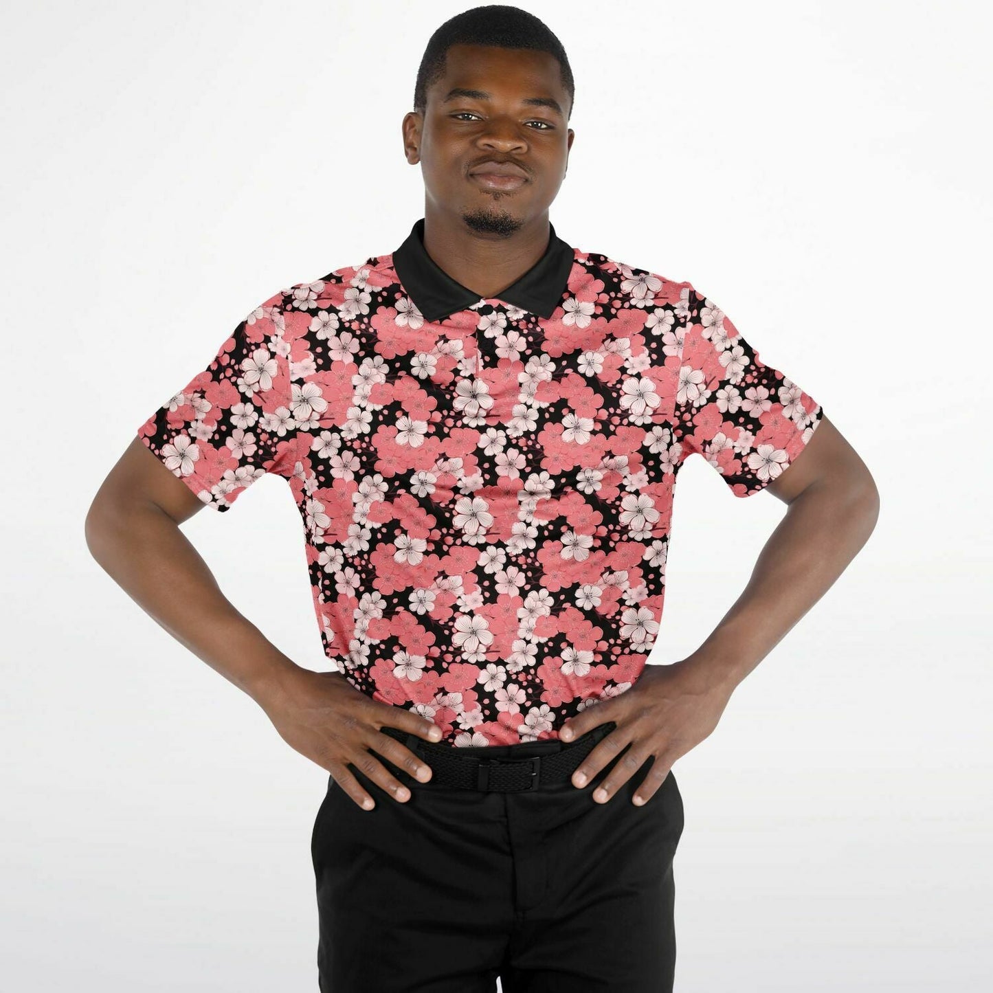 Cherry Blossoms Polo Shirt - Afro-Manga