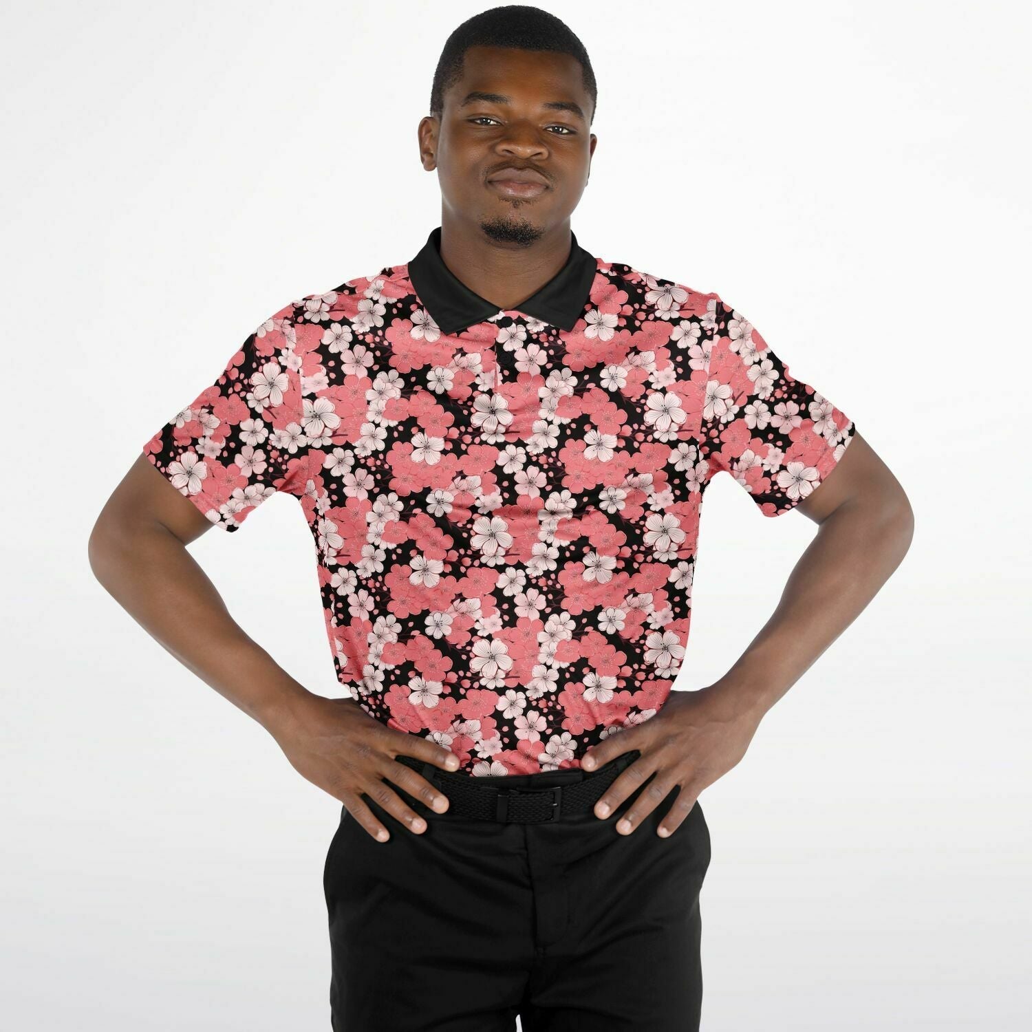 Cherry Blossoms Polo Shirt - Afro-Manga