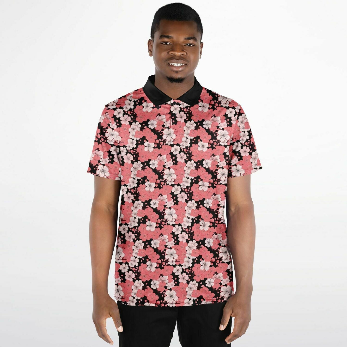 Cherry Blossoms Polo Shirt - Afro-Manga