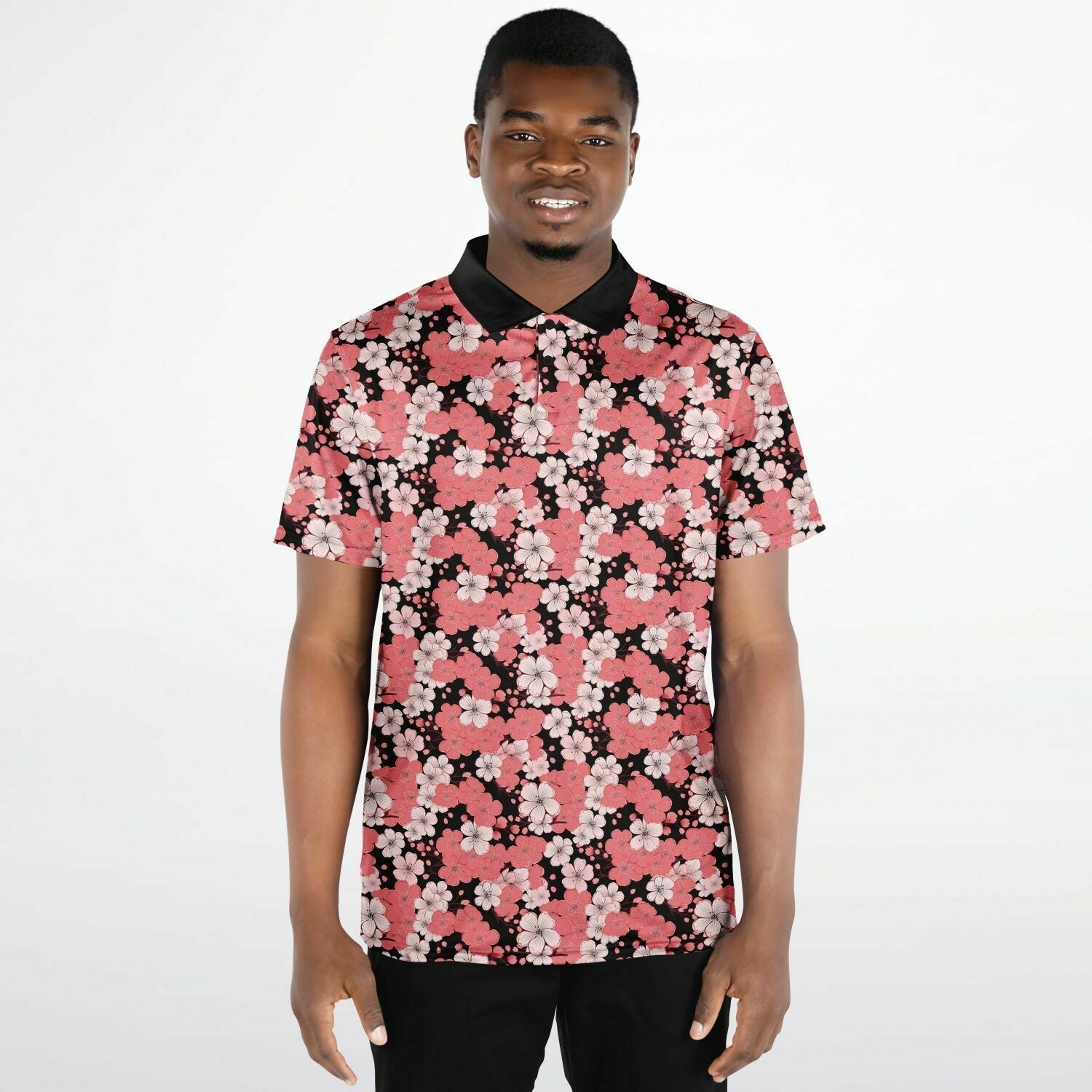 Cherry Blossoms Polo Shirt - Afro-Manga