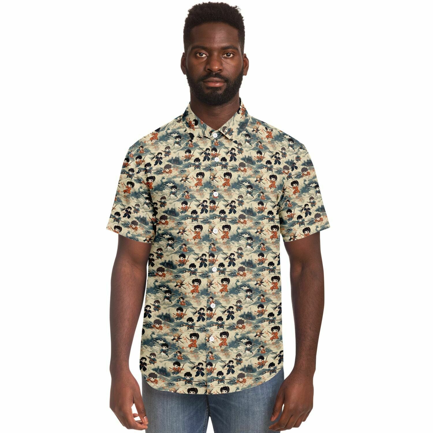 "Li'l Samurai" Hawaiian Shirt - Afro-Manga