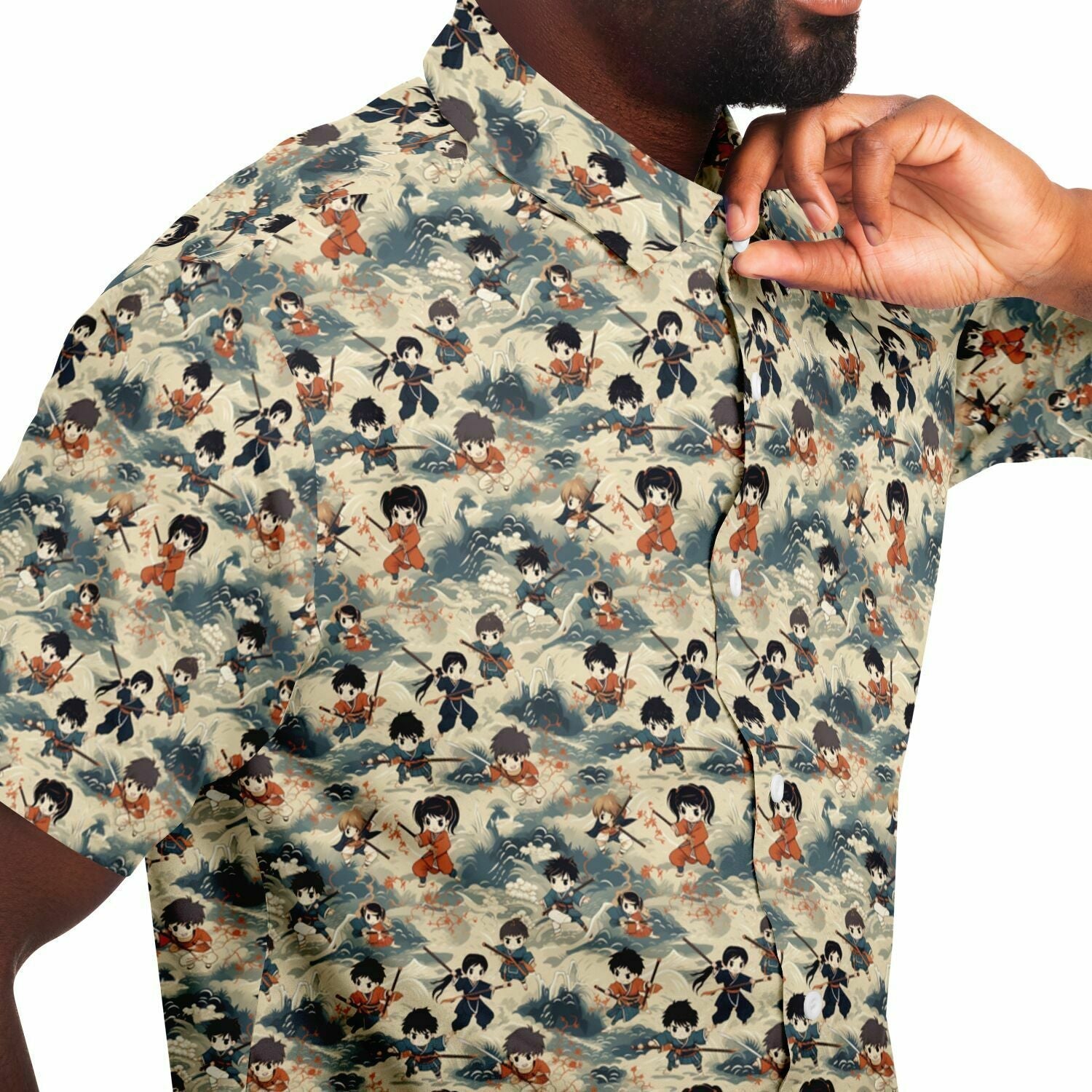 "Li'l Samurai" Hawaiian Shirt - Afro-Manga