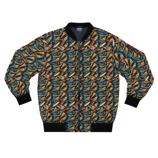 Men's Modern Kente Cloth Bomber Jacket - Afro-Manga