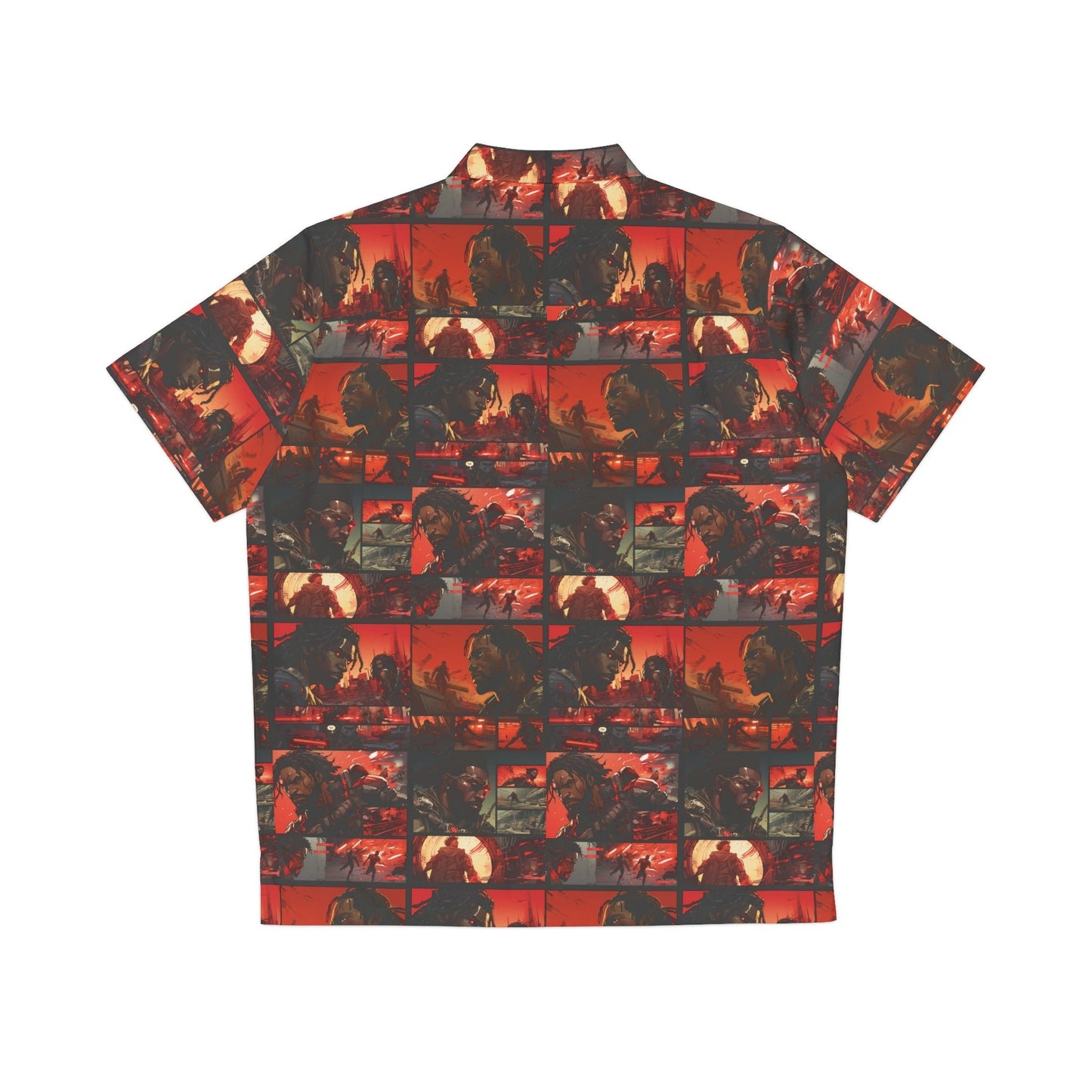 "Robot Wars" Men's Hawaiian Shirt - Afro-Manga