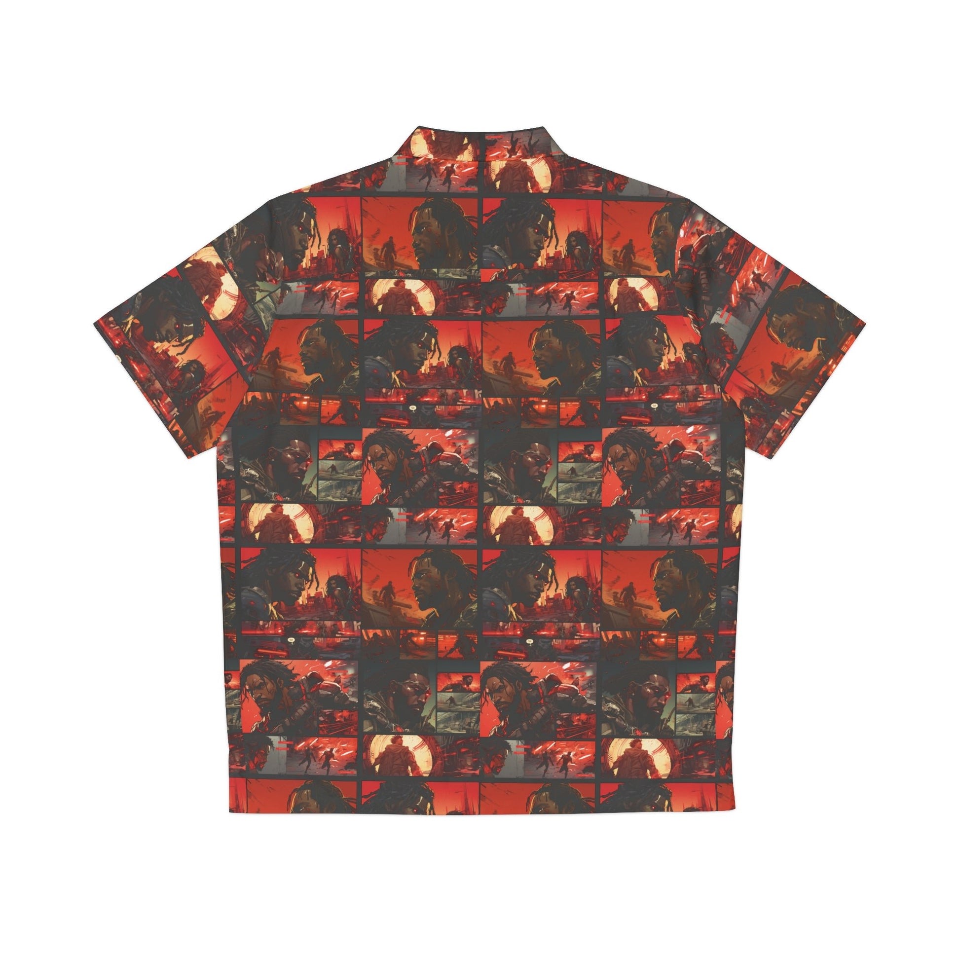 "Robot Wars" Men's Hawaiian Shirt - Afro-Manga