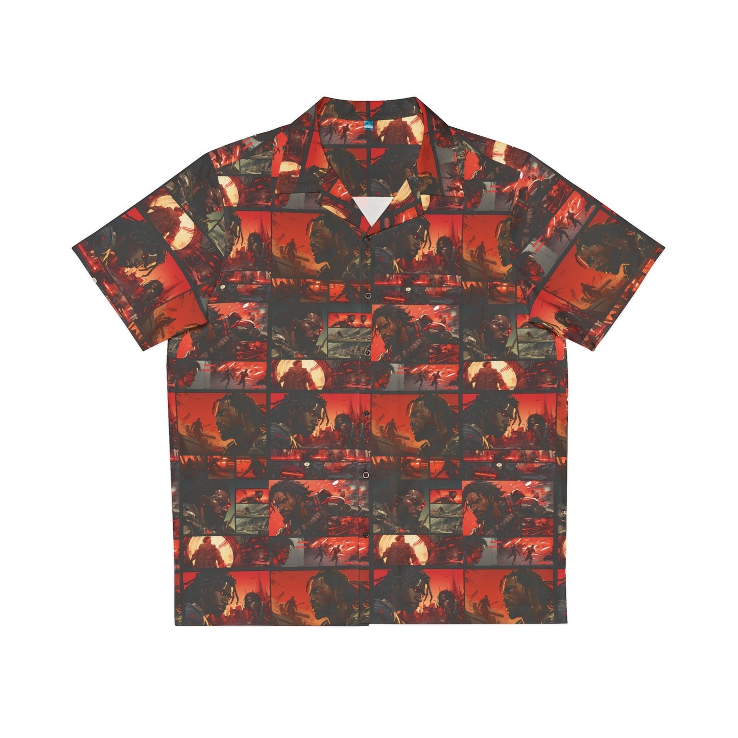 "Robot Wars" Men's Hawaiian Shirt - Afro-Manga