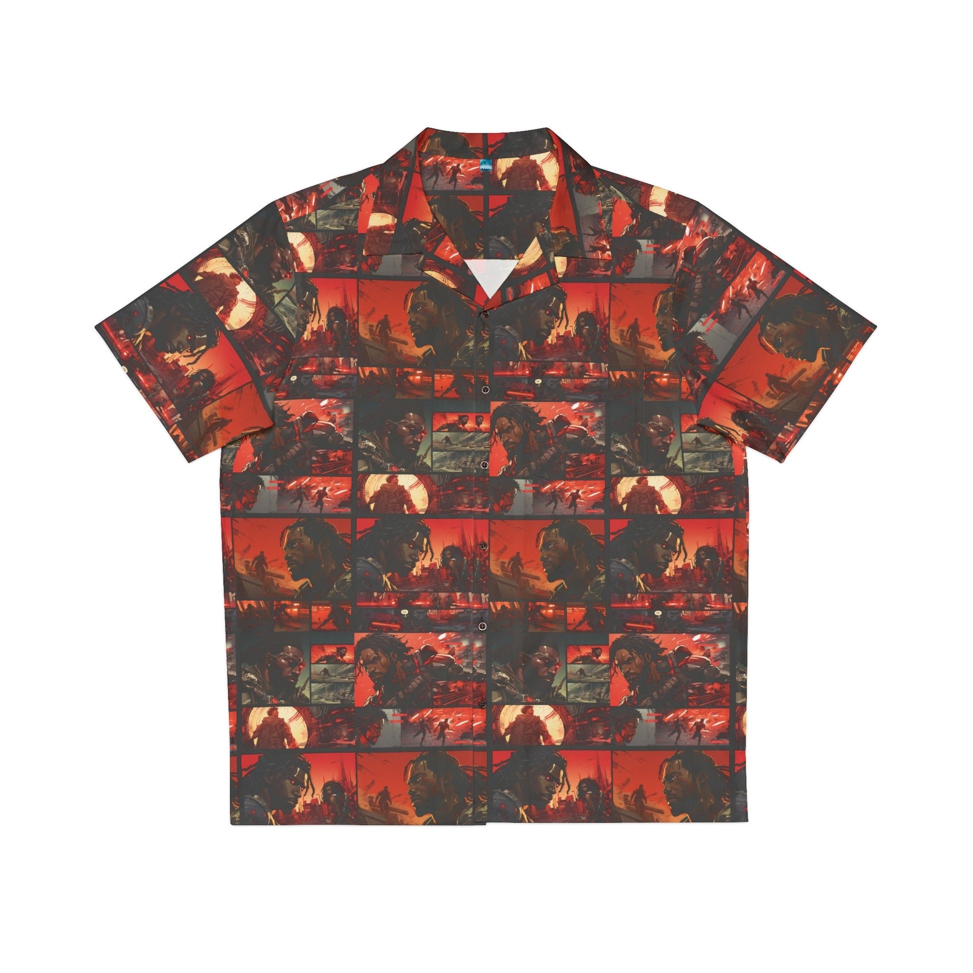 "Robot Wars" Men's Hawaiian Shirt - Afro-Manga