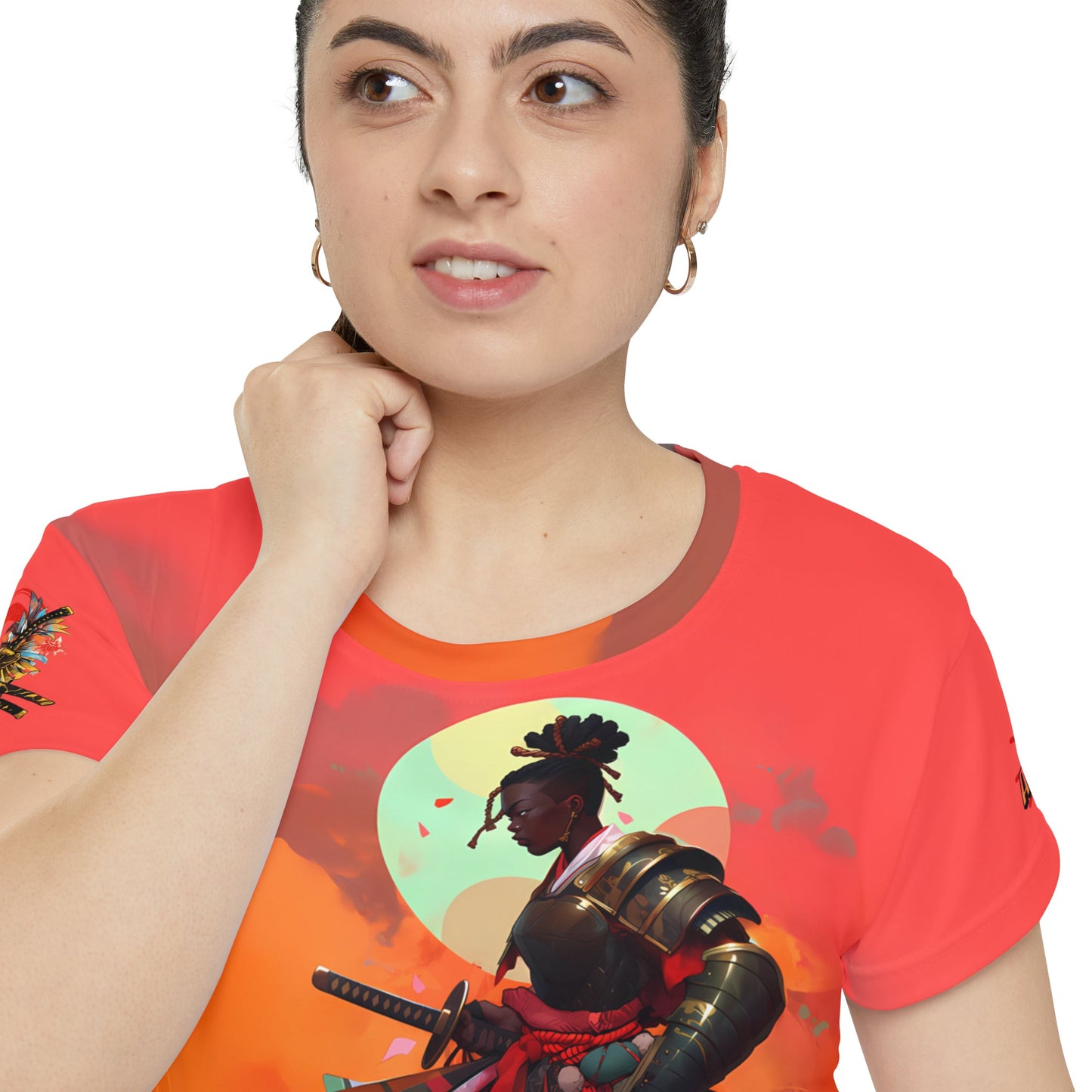 "Samurai Woman" Women's Short Sleeve Shirt - Afro-Manga