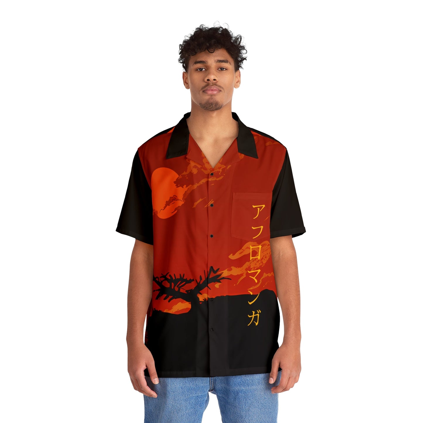 "Three The Edo Way" Men's Hawaiian Shirt - Afro-Manga