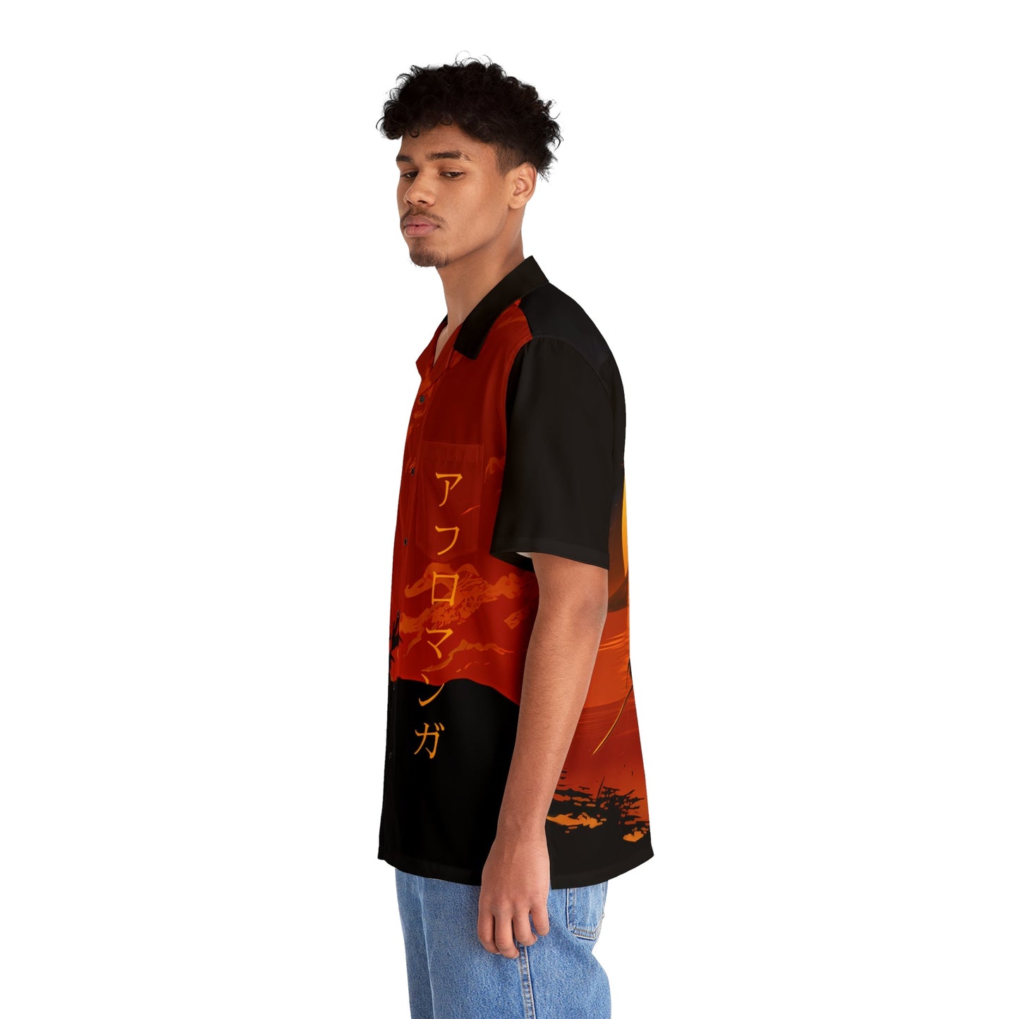 "Three The Edo Way" Men's Hawaiian Shirt - Afro-Manga