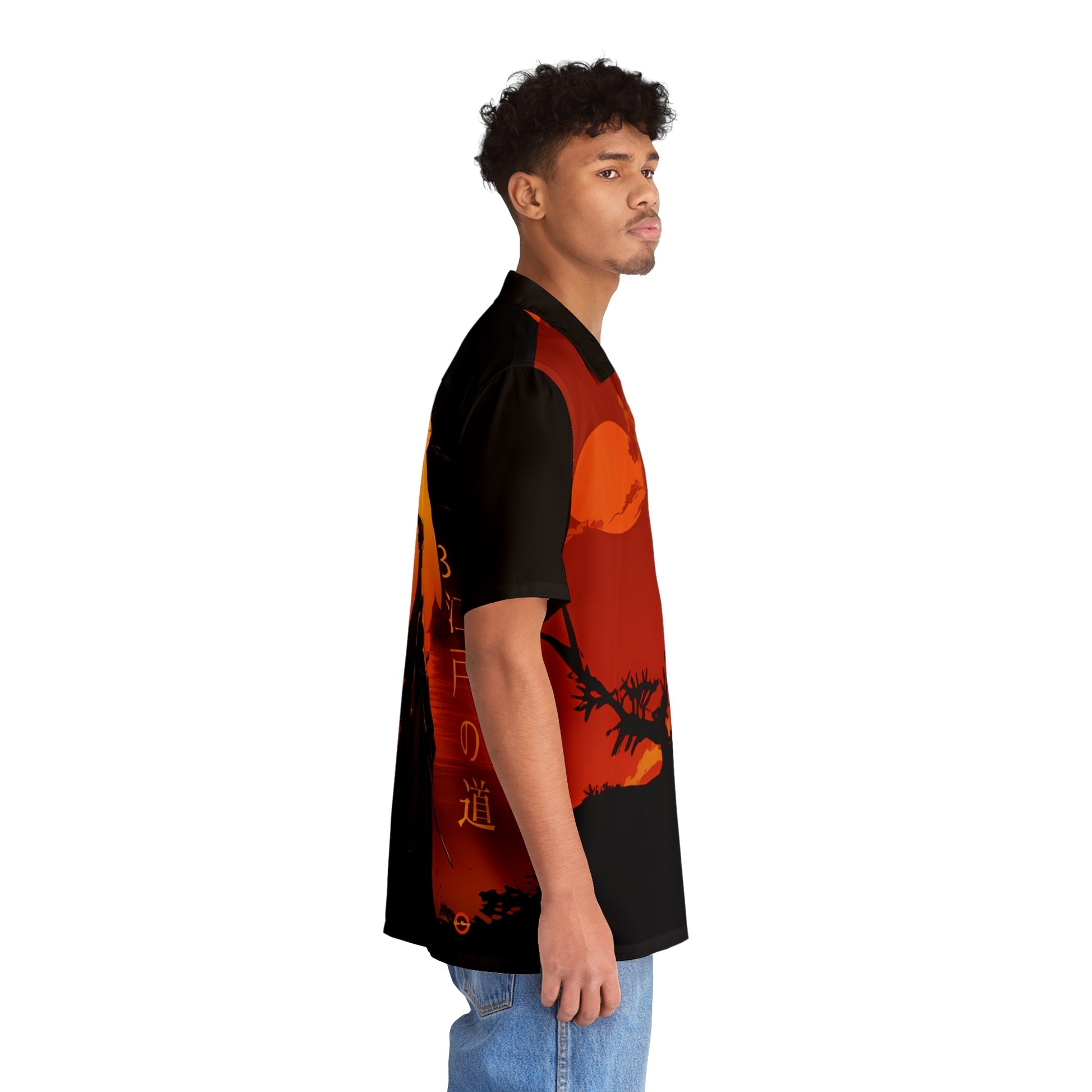 "Three The Edo Way" Men's Hawaiian Shirt - Afro-Manga