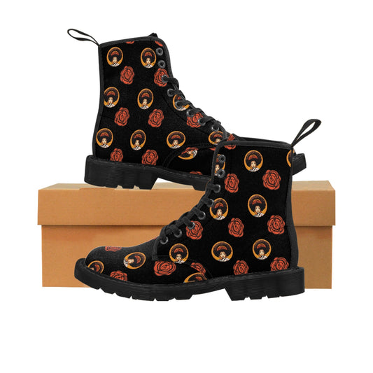 Tokio Rose Variant Women's Canvas Boots (Black) - Afro-Manga