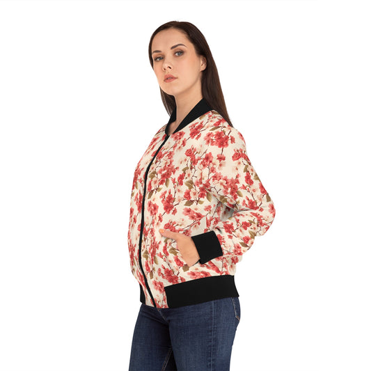 Vintage Cherry Blossom Women's Bomber Jacket - Afro-Manga