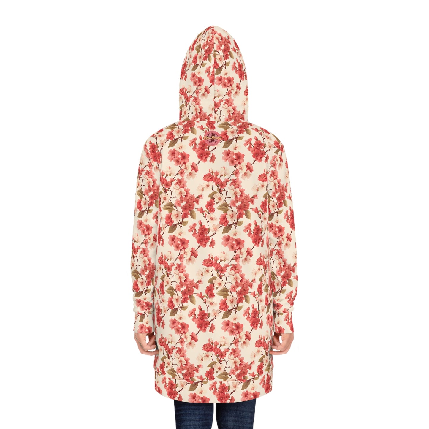 Vintage Cherry Blossom Women's Hoodie Dress Red - Afro-Manga