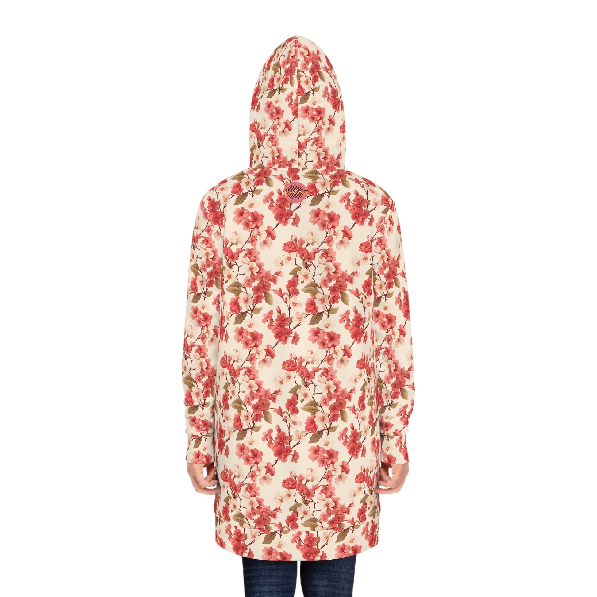 Vintage Cherry Blossom Women's Hoodie Dress Red - Afro-Manga